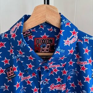 Dixxon x Snap On x 199 Travis Pastrana Blue Red Short Sleeve Button Shirt Men XL